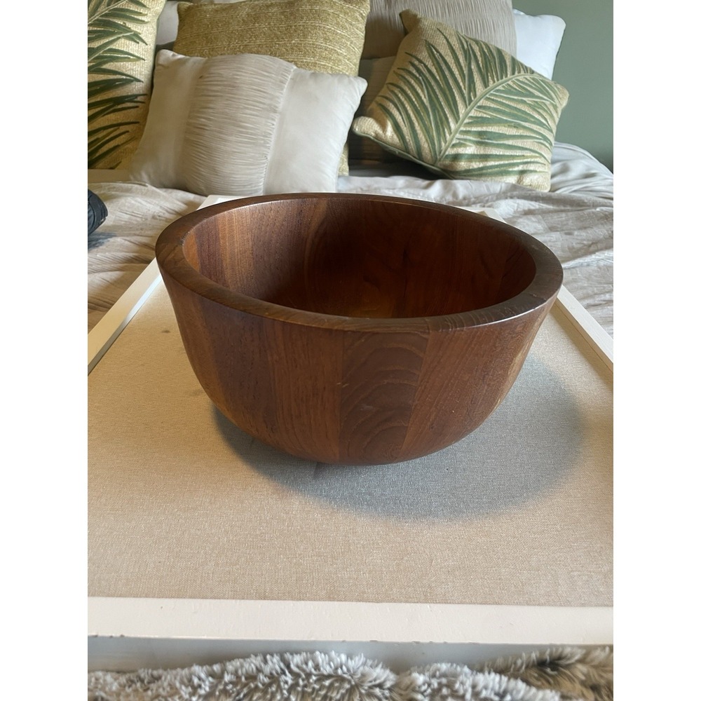 Vintage Mid Century Dansk Denmark IHQ Teak Wood Salad Centerpiece Bowl- 10" x 5"